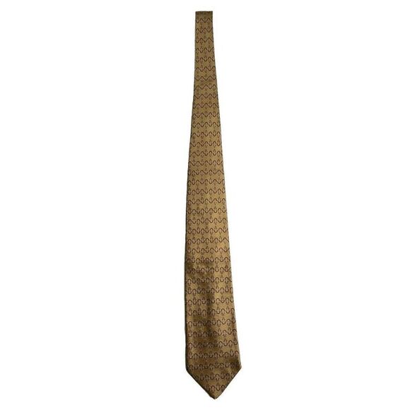 Gucci Necktie Interlocking GG Pattern Men’s Golden Brown Silk - Picture 8 of 9